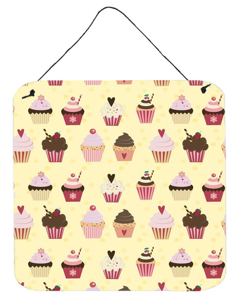 Cupcakes on Yellow Wall or Door Hanging Prints BB7295DS66 by Caroline's Treasures