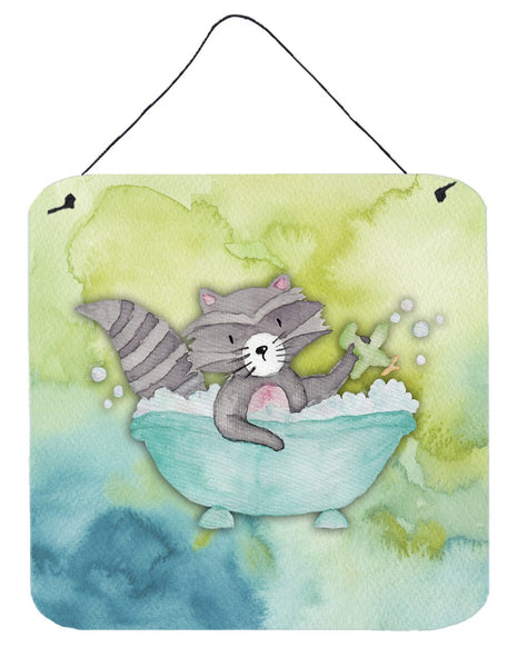 Raccoon Bathing Watercolor Wall or Door Hanging Prints BB7345DS66 by Caroline's Treasures