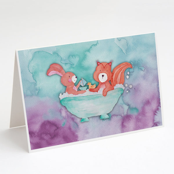 Buy this Rabbit and Squirrel Bathing Watercolor Greeting Cards and Envelopes Pack of 8