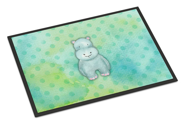 Polkadot Hippopotamus Watercolor Indoor or Outdoor Mat 24x36 BB7389JMAT by Caroline's Treasures