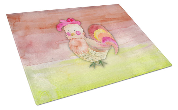 Rooster Watercolor Glass Cutting Board Large BB7417LCB by Caroline's Treasures
