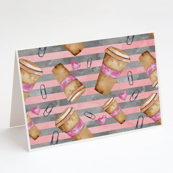 Buy this Watercolor Coffee and Paper Clips Greeting Cards and Envelopes Pack of 8