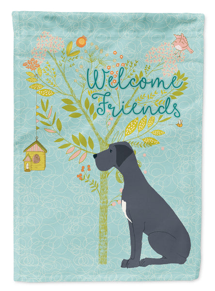 Welcome Friends Black Great Dane Flag Canvas House Size BB7587CHF  the-store.com.