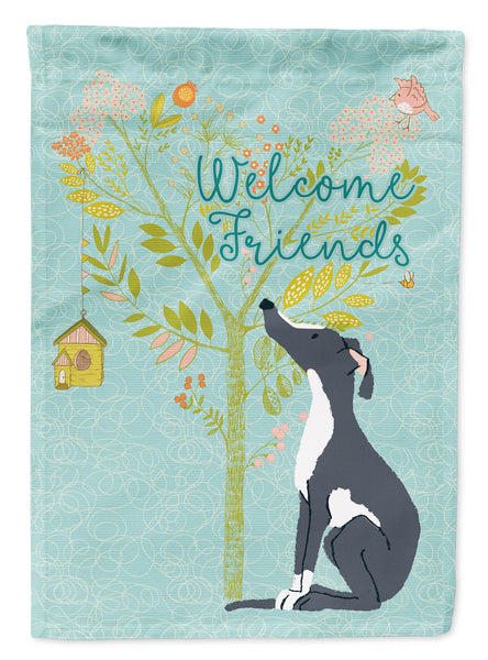 Welcome Friends Black White Greyhound Flag Garden Size BB7592GF  the-store.com.