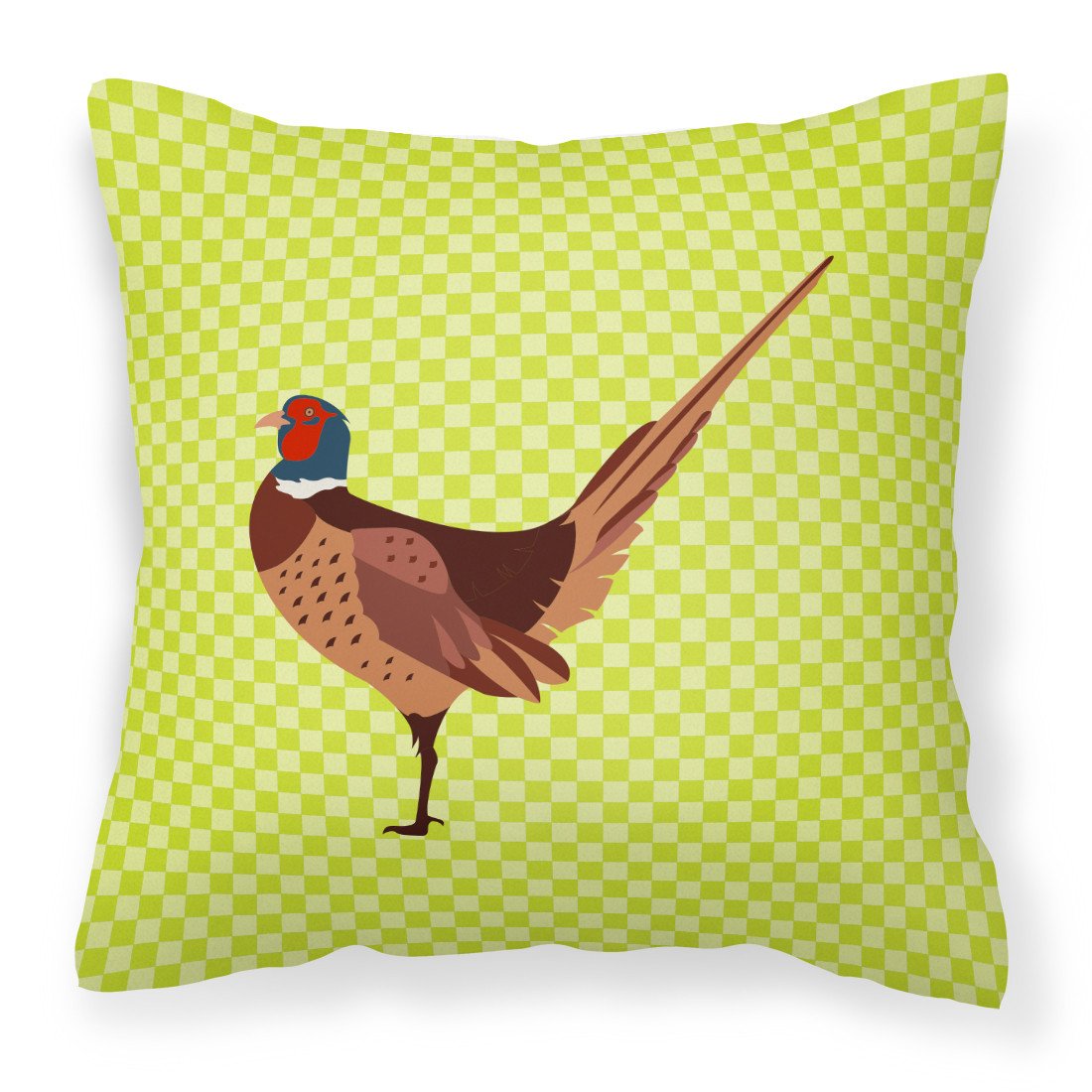 Ring-necked Common Pheasant Green Fabric Decorative Pillow BB7756PW1818