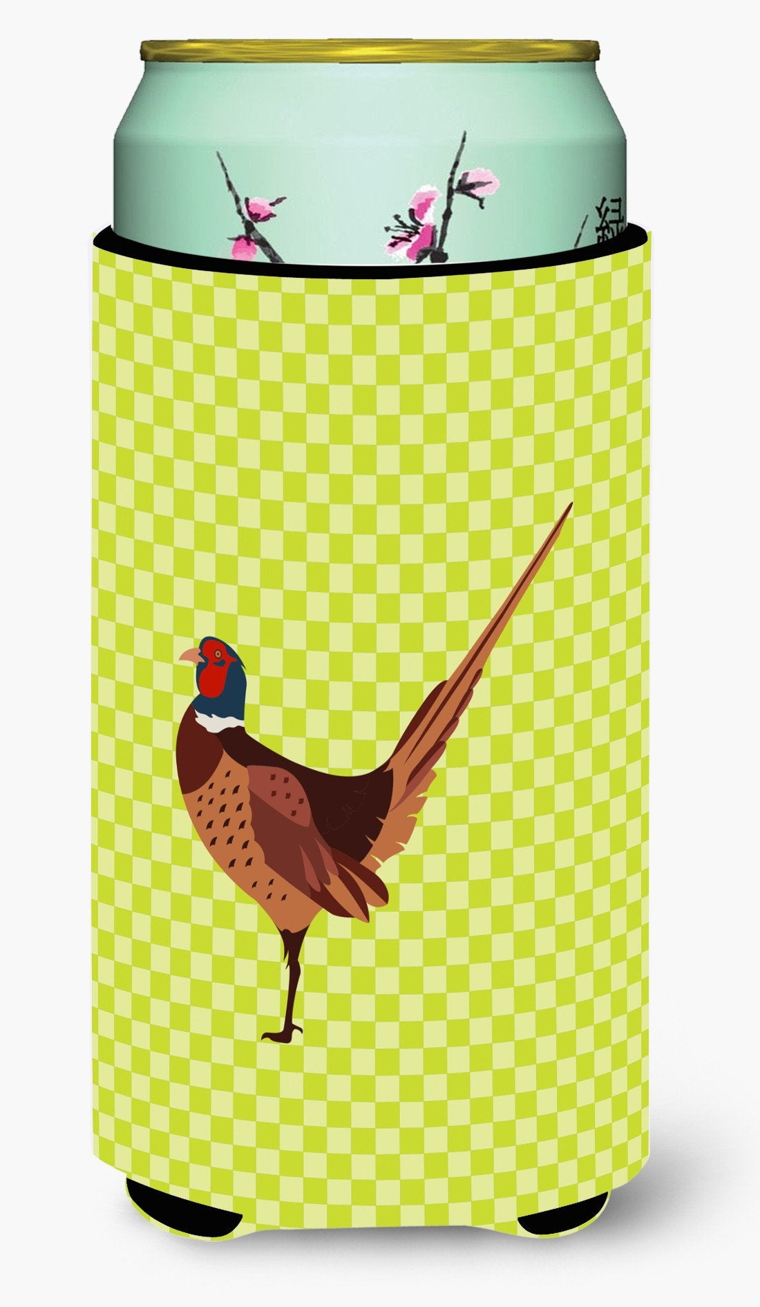 Ring-necked Common Pheasant Green Tall Boy Beverage Insulator Hugger BB7756TBC