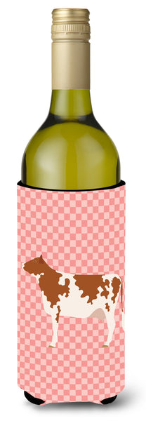 Ayrshire Cow Pink Check Wine Bottle Beverge Insulator Hugger BB7827LITERK by Caroline's Treasures