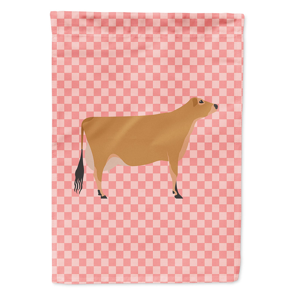 Jersey Cow Pink Check Flag Canvas House Size BB7829CHF