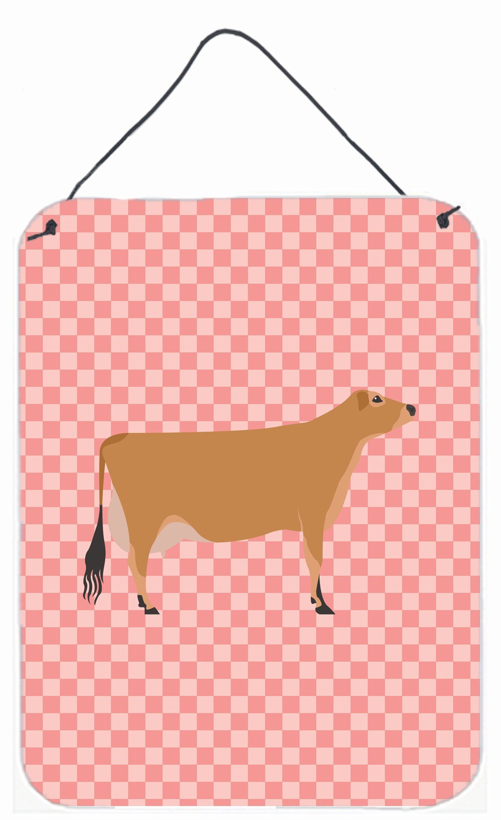 Jersey Cow Pink Check Wall or Door Hanging Prints BB7829DS1216