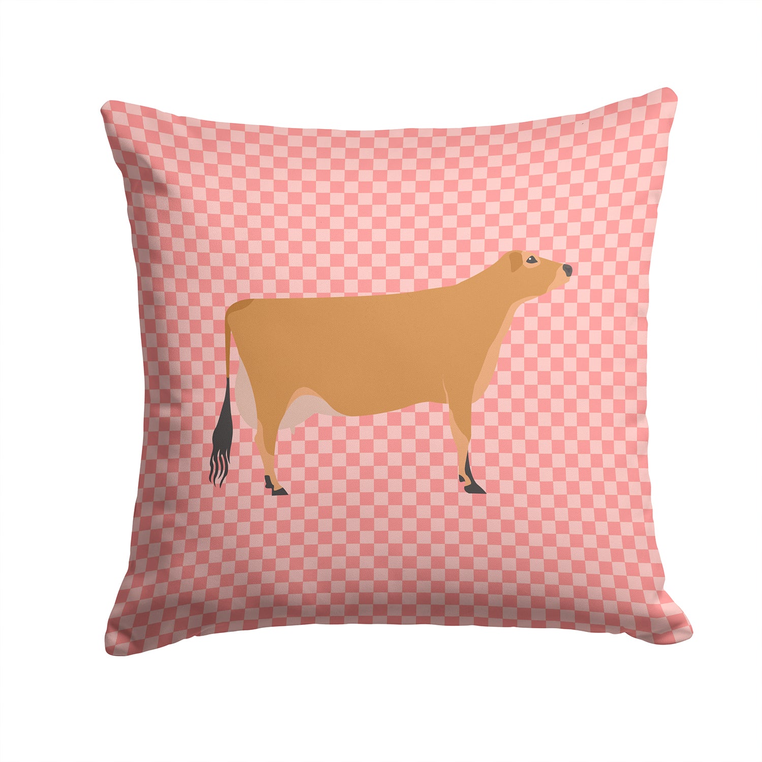 Jersey Cow Pink Check Fabric Decorative Pillow BB7829PW1414