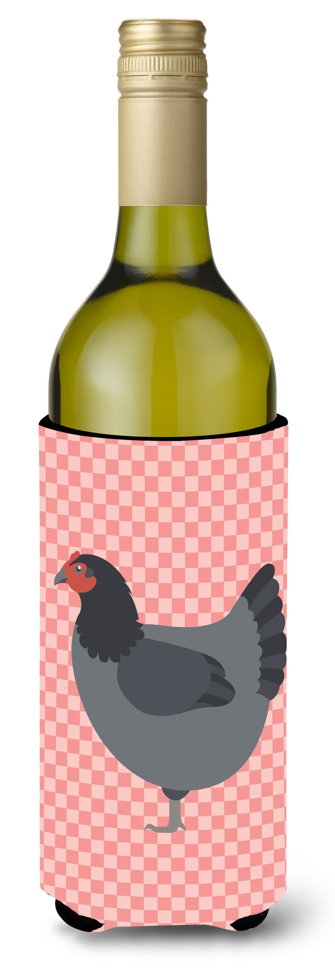 Jersey Giant Chicken Pink Check Wine Bottle Beverge Insulator Hugger BB7835LITERK