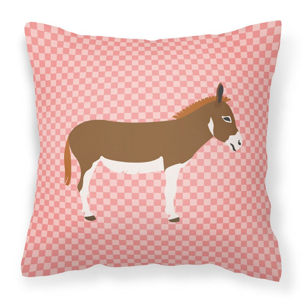 Miniature Mediterranian Donkey Pink Check Fabric Decorative Pillow BB7847PW1818 by Caroline's Treasures