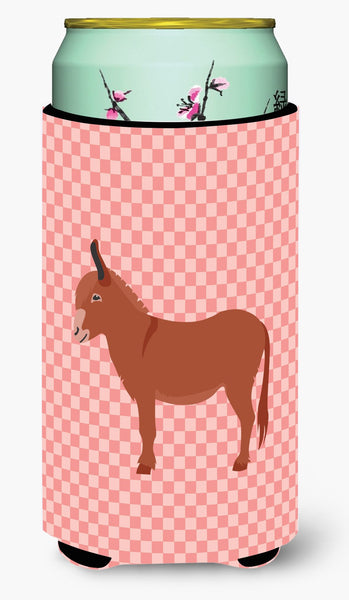 Irish Donkey Pink Check Tall Boy Beverage Insulator Hugger BB7848TBC by Caroline's Treasures