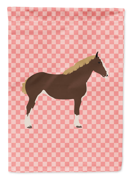 Percheron Horse Pink Check Flag Garden Size  the-store.com.