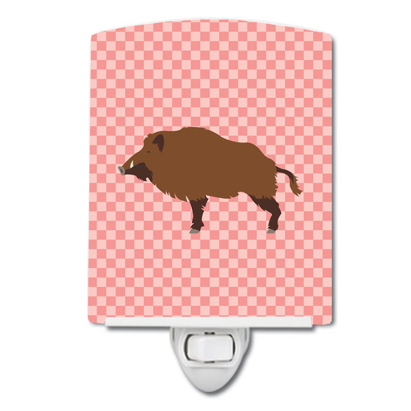 Wild Boar Pig Pink Check Ceramic Night Light BB7936CNL - the-store.com