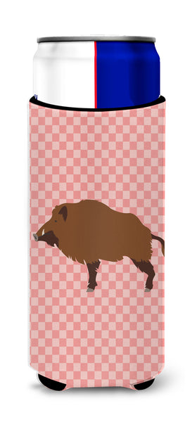 Wild Boar Pig Pink Check  Ultra Hugger for slim cans  the-store.com.