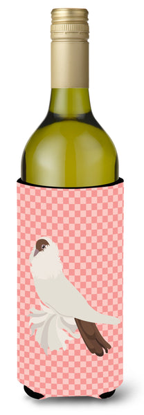 German Helmet Pigeon Pink Check Wine Bottle Beverge Insulator Hugger BB7944LITERK by Caroline's Treasures