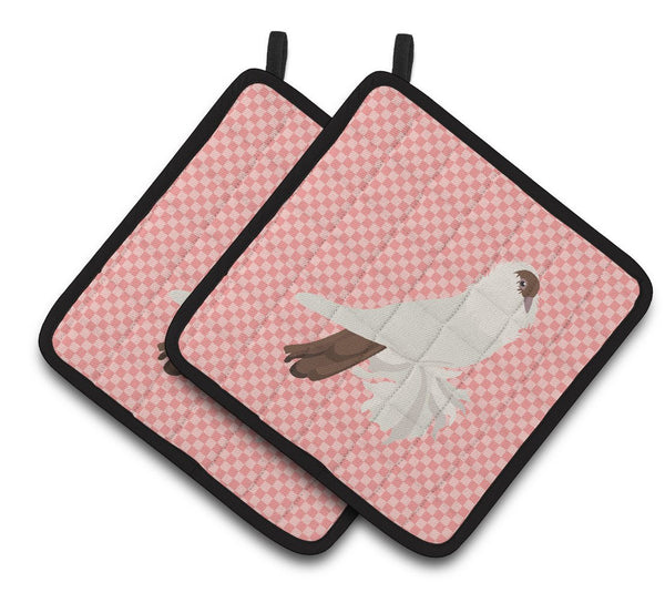 German Helmet Pigeon Pink Check Pair of Pot Holders BB7944PTHD by Caroline's Treasures