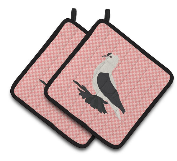 Saxon Fairy Swallow Pigeon Pink Check Pair of Pot Holders BB7946PTHD by Caroline's Treasures