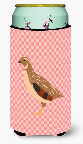 Golden Phoenix Quail Pink Check Tall Boy Beverage Insulator Hugger BB7955TBC by Caroline's Treasures