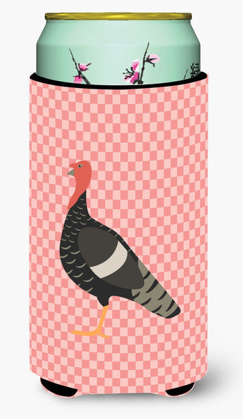 Marragansett Turkey Pink Check Tall Boy Beverage Insulator Hugger BB7987TBC by Caroline's Treasures