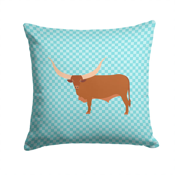 Ankole-Watusu Cow Blue Check Fabric Decorative Pillow BB7997PW1414 - the-store.com