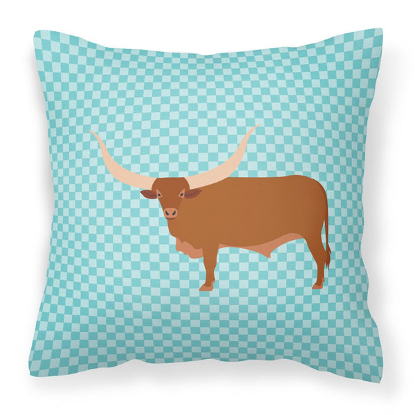 Ankole-Watusu Cow Blue Check Fabric Decorative Pillow BB7997PW1818 by Caroline's Treasures