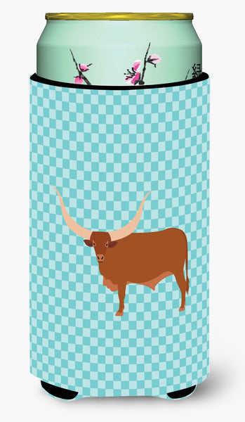 Ankole-Watusu Cow Blue Check Tall Boy Beverage Insulator Hugger BB7997TBC by Caroline's Treasures