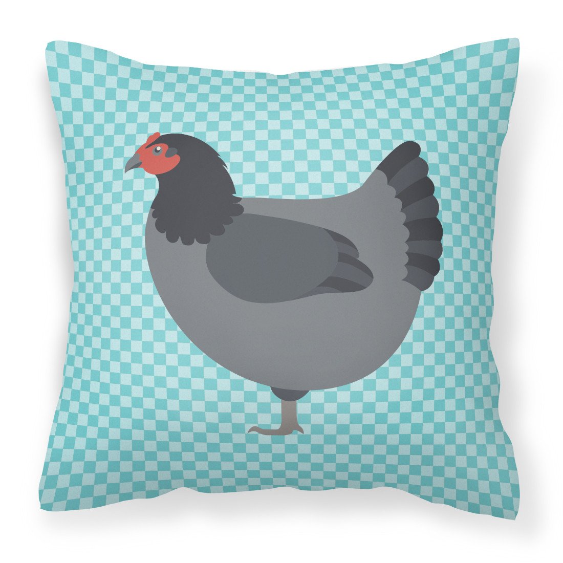 Jersey Giant Chicken Blue Check Fabric Decorative Pillow BB8009PW1818