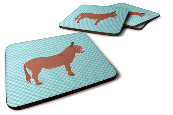 Irish Donkey Blue Check Foam Coaster Set of 4 BB8022FC - the-store.com