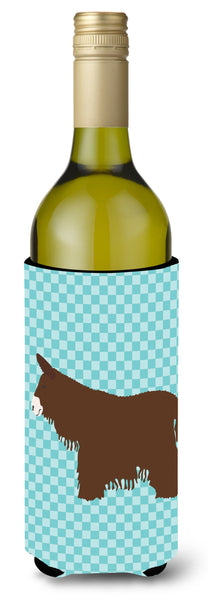 Poitou Poiteuin Donkey Blue Check Wine Bottle Beverge Insulator Hugger BB8026LITERK by Caroline's Treasures