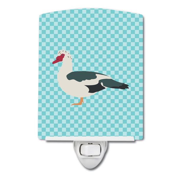 Muscovy Duck Blue Check Ceramic Night Light BB8038CNL - the-store.com