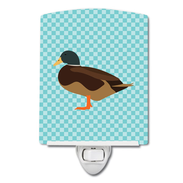 Silver Bantam Duck Blue Check Ceramic Night Light BB8041CNL - the-store.com