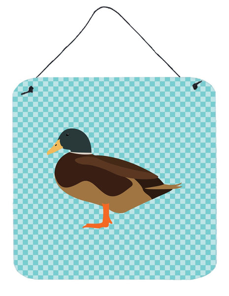 Silver Bantam Duck Blue Check Wall or Door Hanging Prints BB8041DS66 by Caroline's Treasures