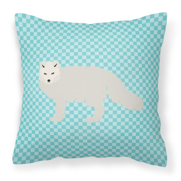 White Arctic Fox Blue Check Fabric Decorative Pillow BB8051PW1818 by Caroline's Treasures