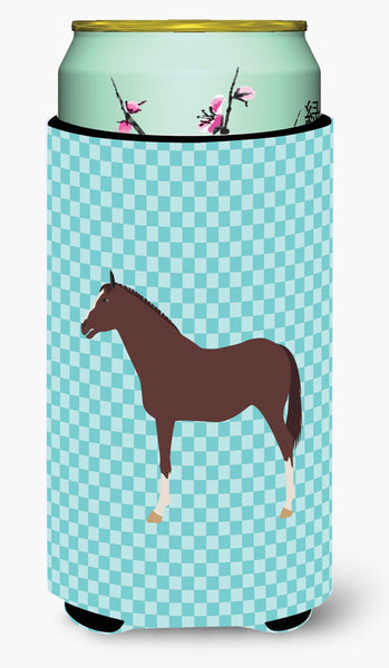 English Thoroughbred Horse Blue Check Tall Boy Beverage Insulator Hugger BB8087TBC by Caroline's Treasures