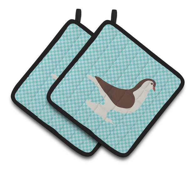Large Pigeon Blue Check Pair of Pot Holders BB8117PTHD by Caroline's Treasures