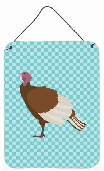 Bourbon Red Turkey Hen Blue Check Wall or Door Hanging Prints BB8156DS1216 by Caroline's Treasures