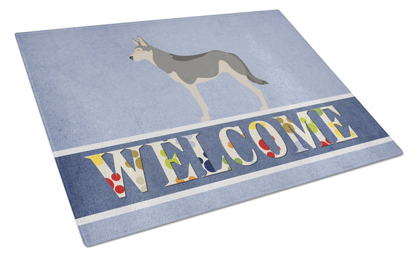 Saarloos Wolfdog Welcome Glass Cutting Board Large BB8296LCB by Caroline's Treasures