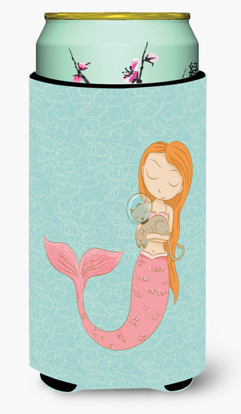 Mermaid with Cat Tall Boy Beverage Insulator Hugger BB8577TBC by Caroline's Treasures