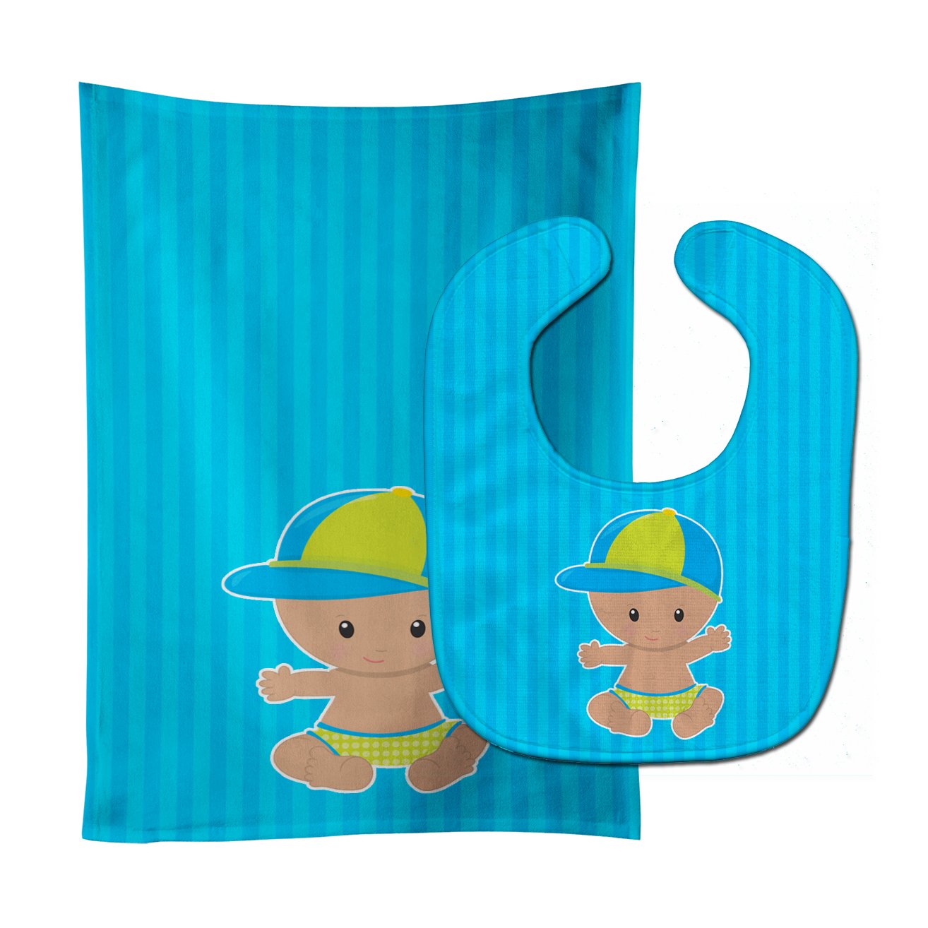 Beach Baby Boy with Hat Baby Bib & Burp Cloth BB8651STBU