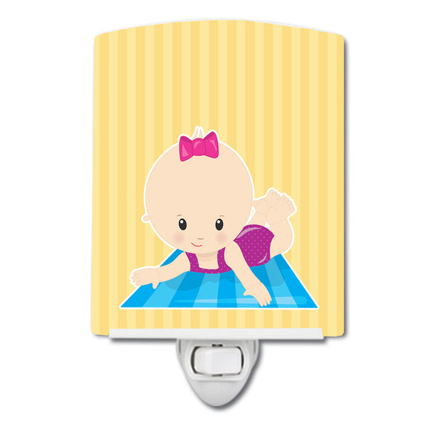 Beach Baby Girl on Mat Ceramic Night Light BB8657CNL - the-store.com