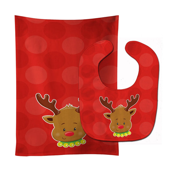 Christmas Reindeer #1 Baby Bib & Burp Cloth BB8665STBU by Caroline's Treasures