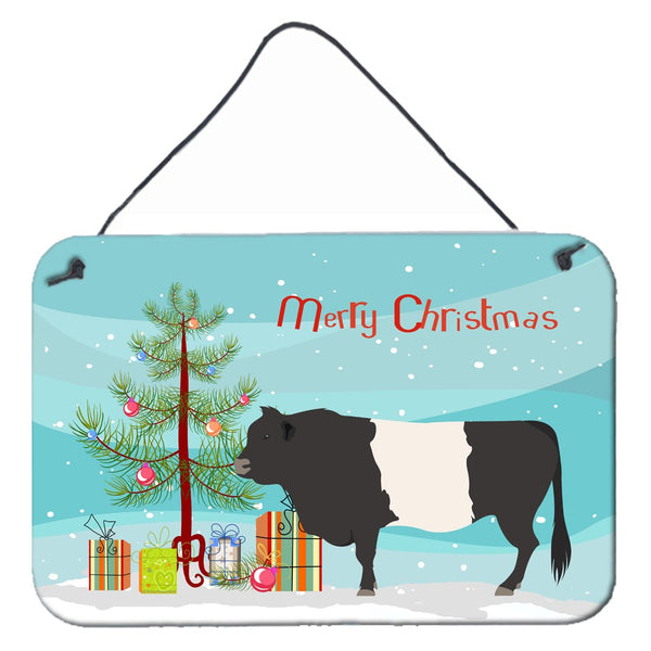 Belted Galloway Cow Christmas Wall or Door Hanging Prints BB9198DS812 by Caroline's Treasures