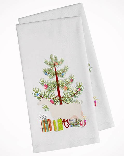 Saanen Goat Christmas White Kitchen Towel Set of 2 BB9256WTKT by Caroline's Treasures