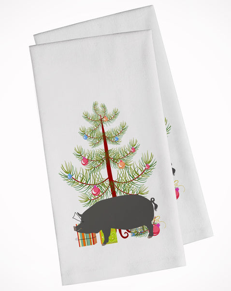 Berkshire Pig Christmas White Kitchen Towel Set of 2 BB9300WTKT by Caroline's Treasures