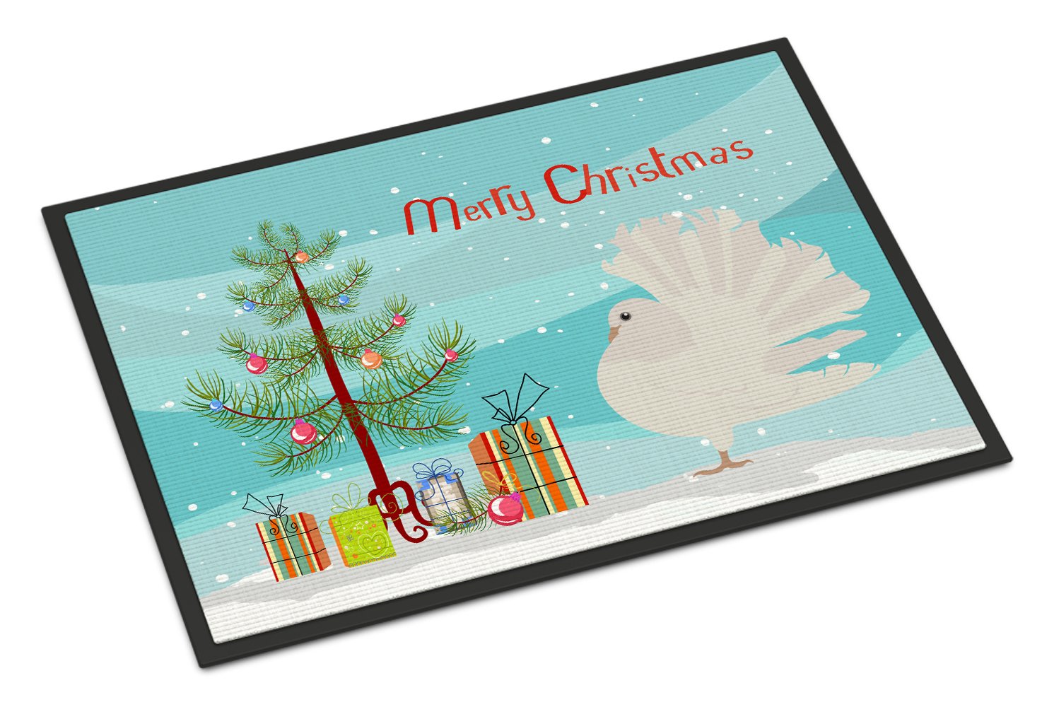 Silver Fantail Pigeon Christmas Indoor or Outdoor Mat 24x36 BB9317JMAT