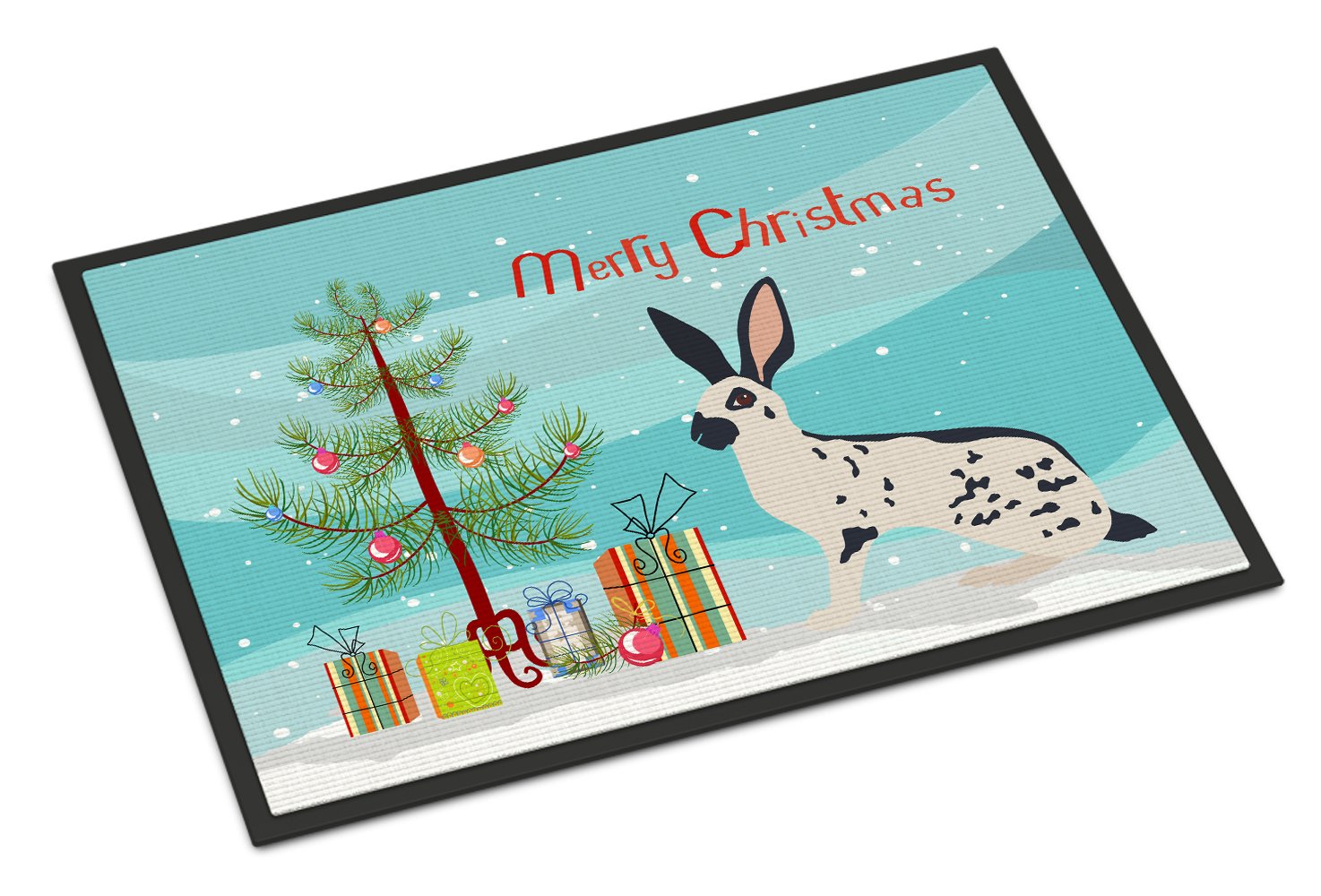 English Spot Rabbit Christmas Indoor or Outdoor Mat 24x36 BB9328JMAT