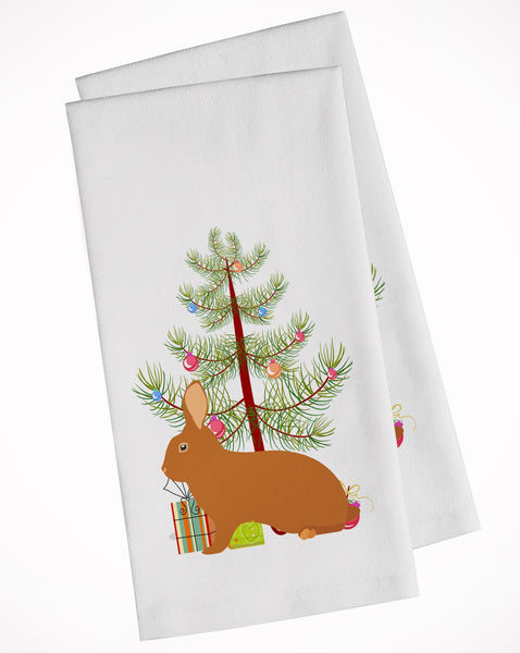 Rex Rabbit Christmas White Kitchen Towel Set of 2 BB9336WTKT by Caroline's Treasures