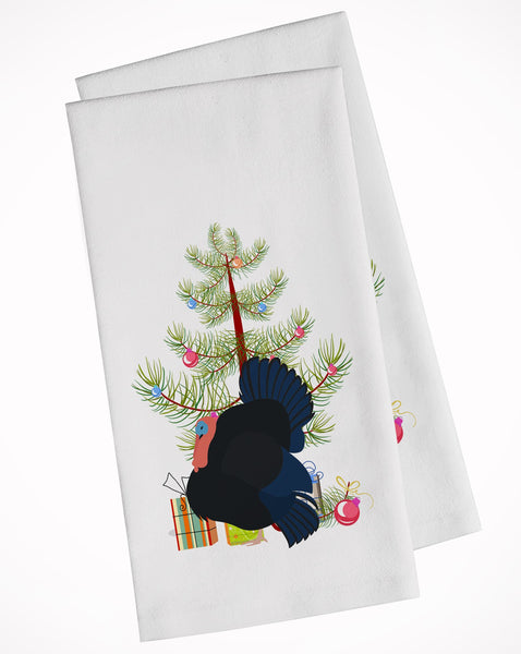 Norfolk Black Turkey Christmas White Kitchen Towel Set of 2 BB9352WTKT by Caroline's Treasures